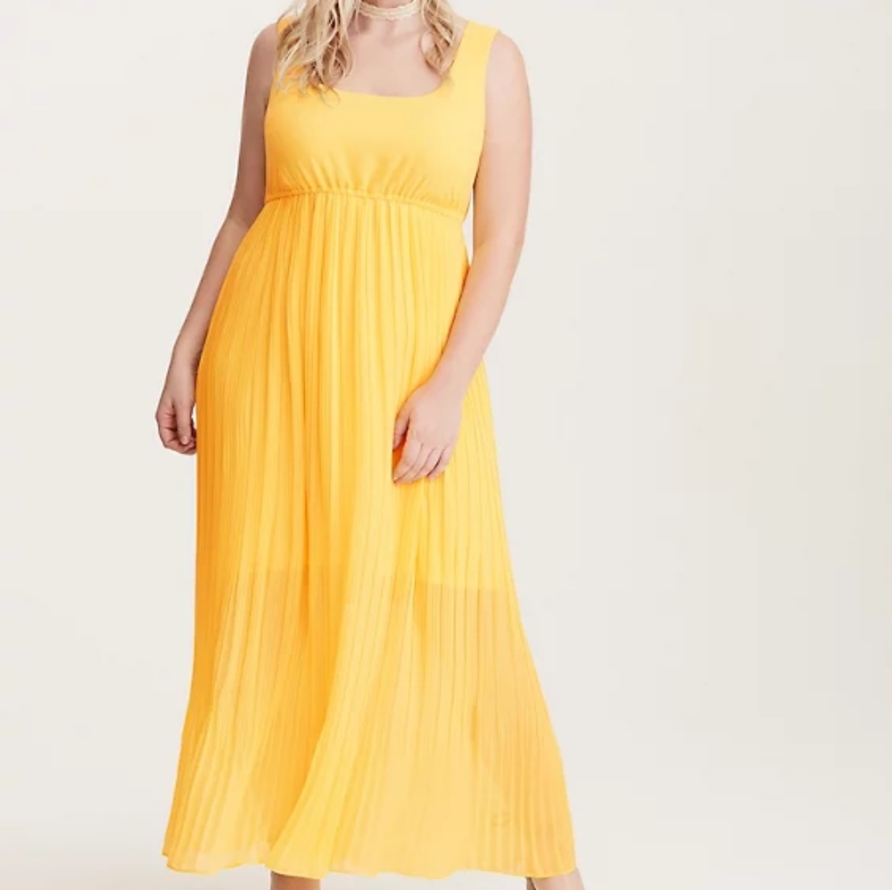 Torrid yellow chiffon maxi dress size 3